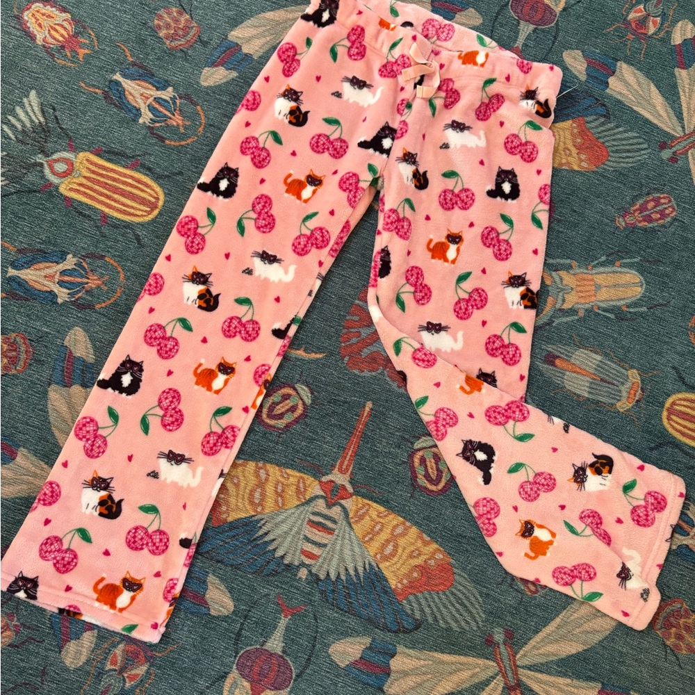 Cat Creations disco cherries 🍒  kitties pajama pants M